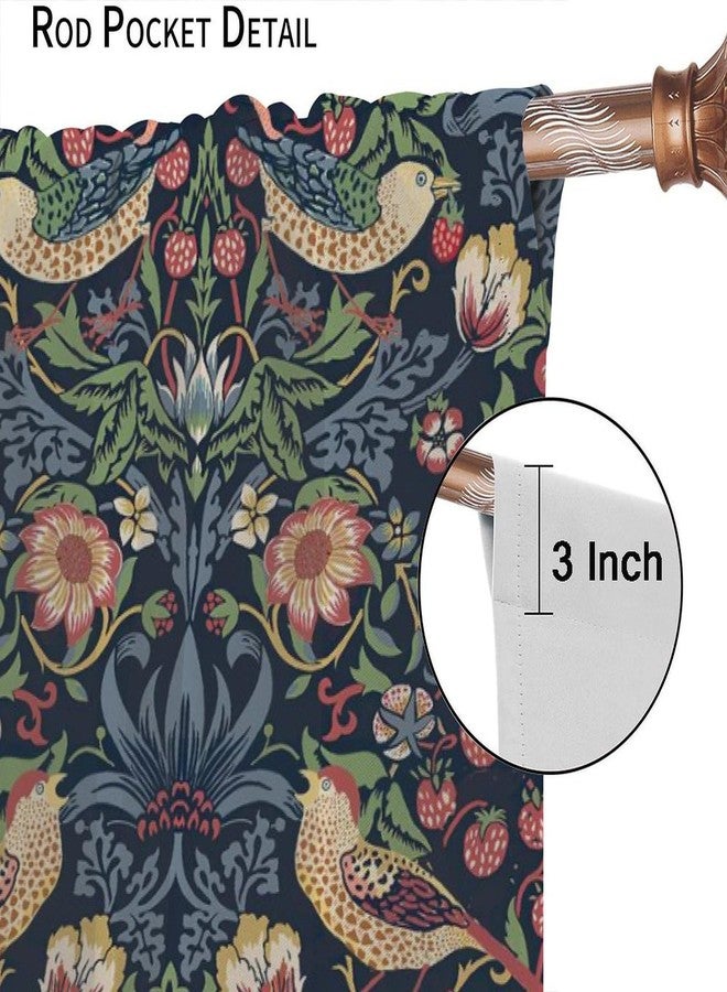 Yearn Jear ستائر ييرن جير ويليام موريس الزهرية، ستائر نوافذ غرف النوم والمعيشة بتصميم زهور الفراولة المائية باللون الأزرق، مقاس 42 × 45 بوصة - Image 4