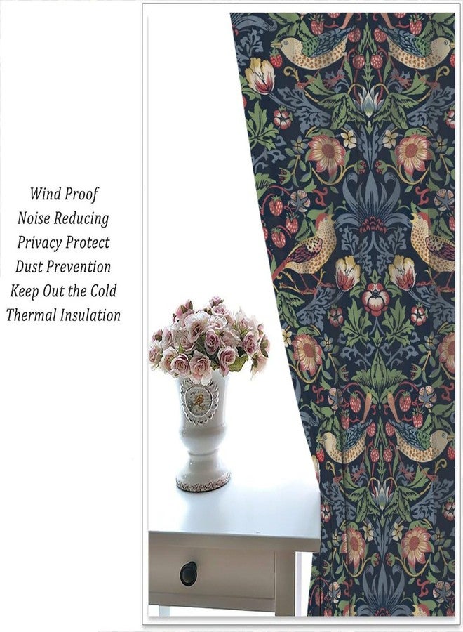 Yearn Jear ستائر ييرن جير ويليام موريس الزهرية، ستائر نوافذ غرف النوم والمعيشة بتصميم زهور الفراولة المائية باللون الأزرق، مقاس 42 × 45 بوصة - Image 5