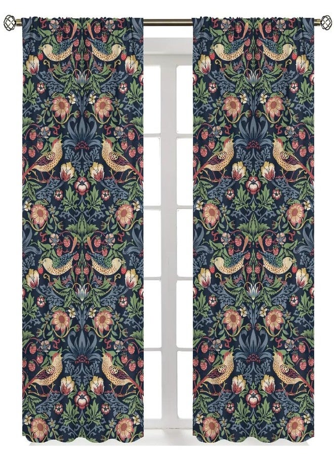 Yearn Jear ستائر ييرن جير ويليام موريس الزهرية، ستائر نوافذ غرف النوم والمعيشة بتصميم زهور الفراولة المائية باللون الأزرق، مقاس 42 × 45 بوصة - Image 1