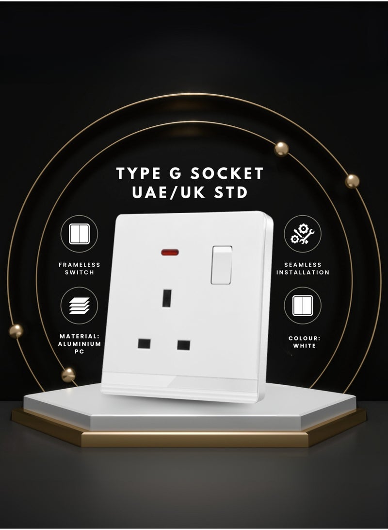 Vmax 13A Socket with Switch Premium Electric Wall Socket Safe & Durable Socket Switches Easy Installation Perfect for Home, Office & Commercial Use (WHITE, BLACK, CHAMPAGNE GOLD) - Image 3