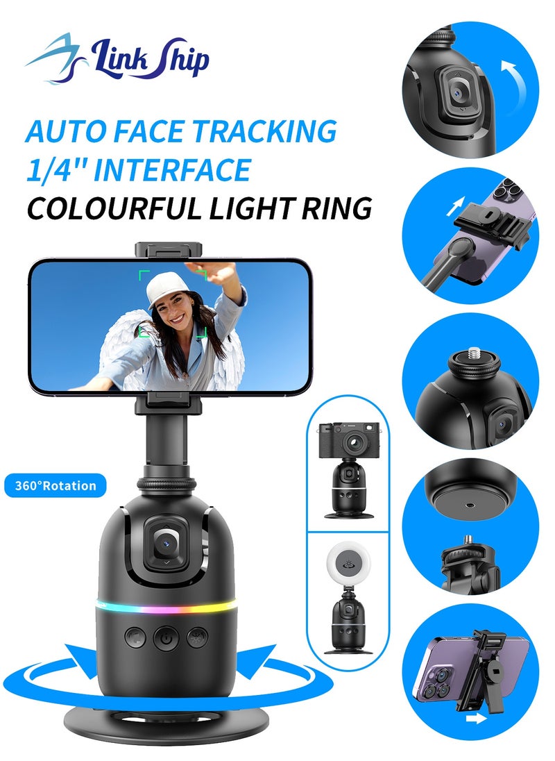 linkship Smart 360° Auto-Tracking Gimbal - AI Face Recognition, Gesture Control, Long Battery Life, RGB Status Light, Compatible with Phones/Cameras/Lights  - Image 1