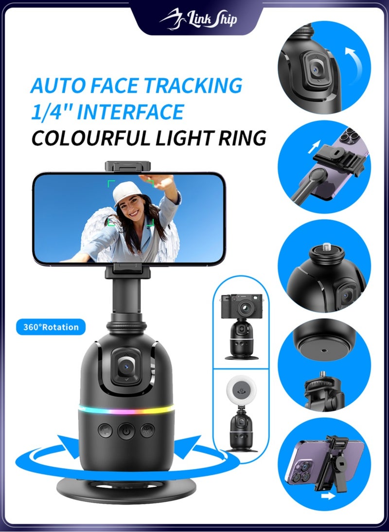 linkship Smart 360° Auto-Tracking Gimbal - AI Face Recognition, Gesture Control, Long Battery Life, RGB Status Light, Compatible with Phones/Cameras/Lights - Image 1
