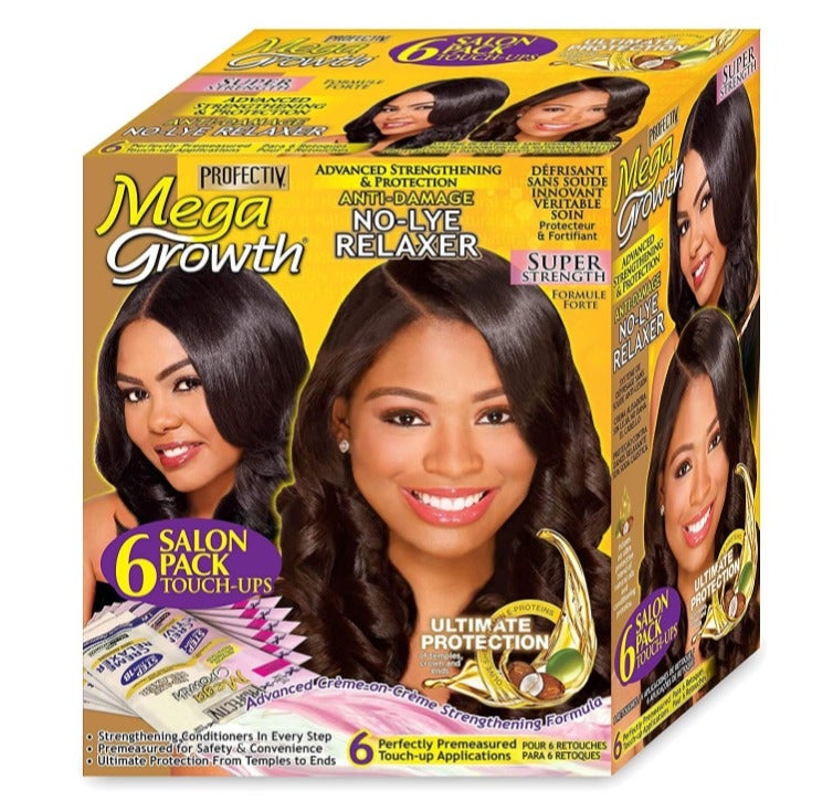 Profectiv Mega Growth Anti-Damage No-Lye Relaxer Super Strength Salon Pack 6 Touch-Ups with Olive & Shea – Advanced Strengthening Formula - Image 1