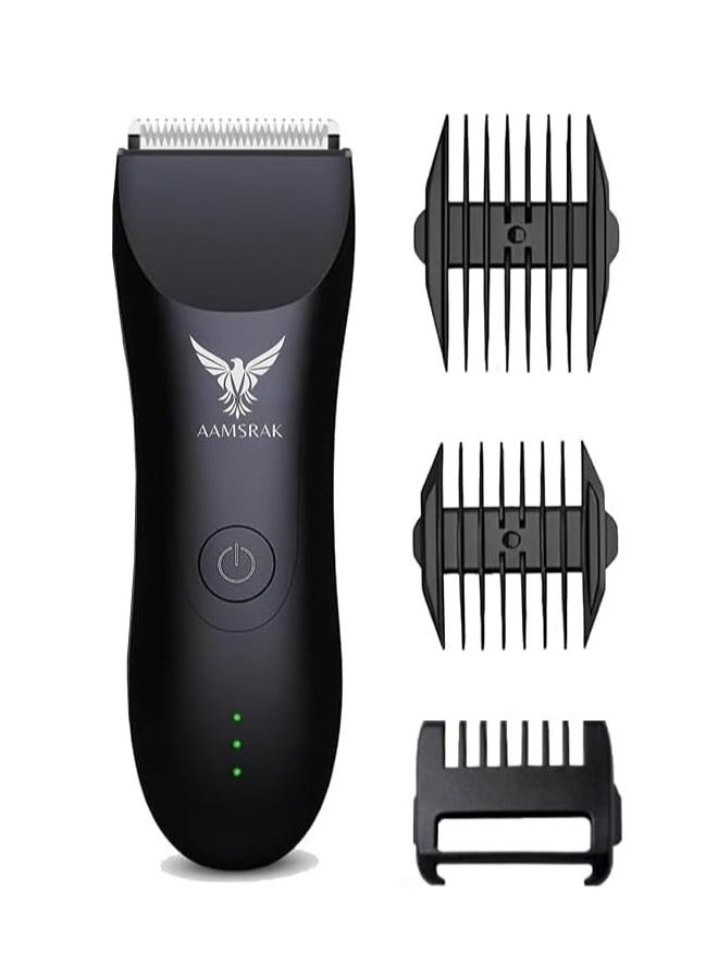 AAMSRAK® Grooming Hair Trimmer | Waterproof, Skin safe | Zero Gapped, Beard Trimmer For Men | Nose, Ear, Body, Trimmer Cordless, Electric Shaver, Long Battery, Including 2X Guided Combs - Image 1