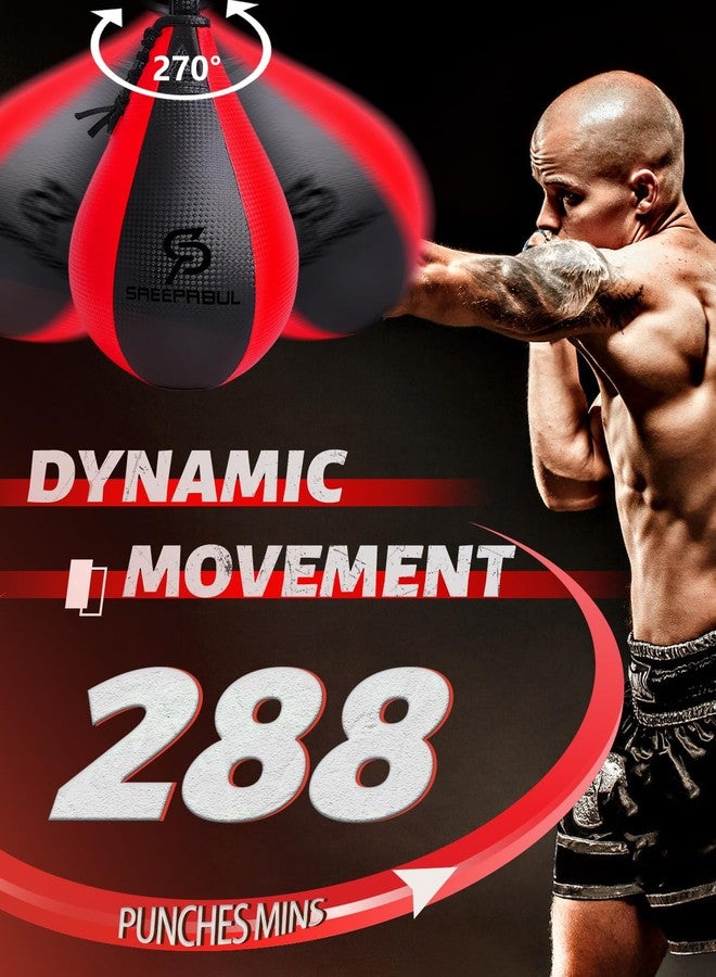SAEEPABUL Speed Bag,Speed Bag for Boxing,PU Leather Reflex Training Pear Shaped Punching Bag,Fast Reaction Skills Development Perfect for Kids Teens Adults Boxing Coaches Maya Black & Red - Image 3