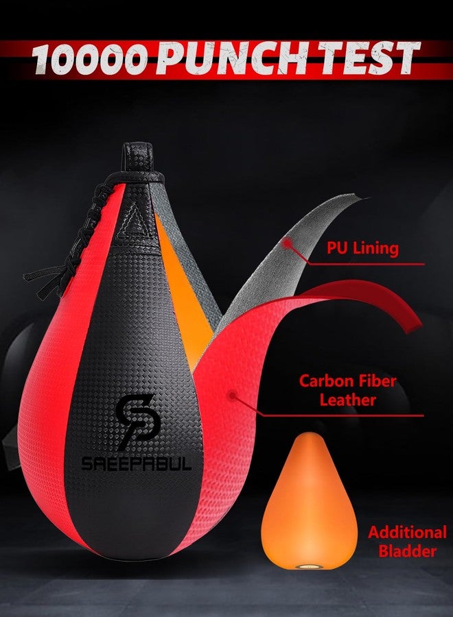 SAEEPABUL Speed Bag,Speed Bag for Boxing,PU Leather Reflex Training Pear Shaped Punching Bag,Fast Reaction Skills Development Perfect for Kids Teens Adults Boxing Coaches Maya Black & Red - Image 2