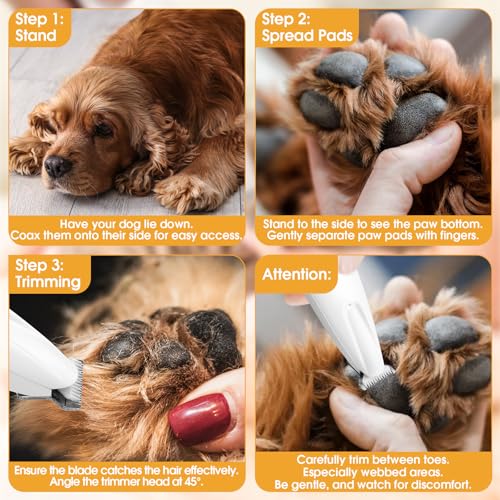 Palksky Dog Paw Trimmer, Upgraded 18mm-Blade Electric Dog Clippers for Groomming with Led Display, Waterproof Pet Micro Precision Trimmer, Rechargeable Hair Shaver for Paws, Ears, Face, Rump and Eyes - Image 5