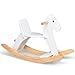 KRAND Wooden Rocking Horse Baby Ride On Toy for Toddlers Solid Wood Classic Design with Comfortable Pedal and Safe Backrest Ideal Gift for Kids Classic White - Image 3