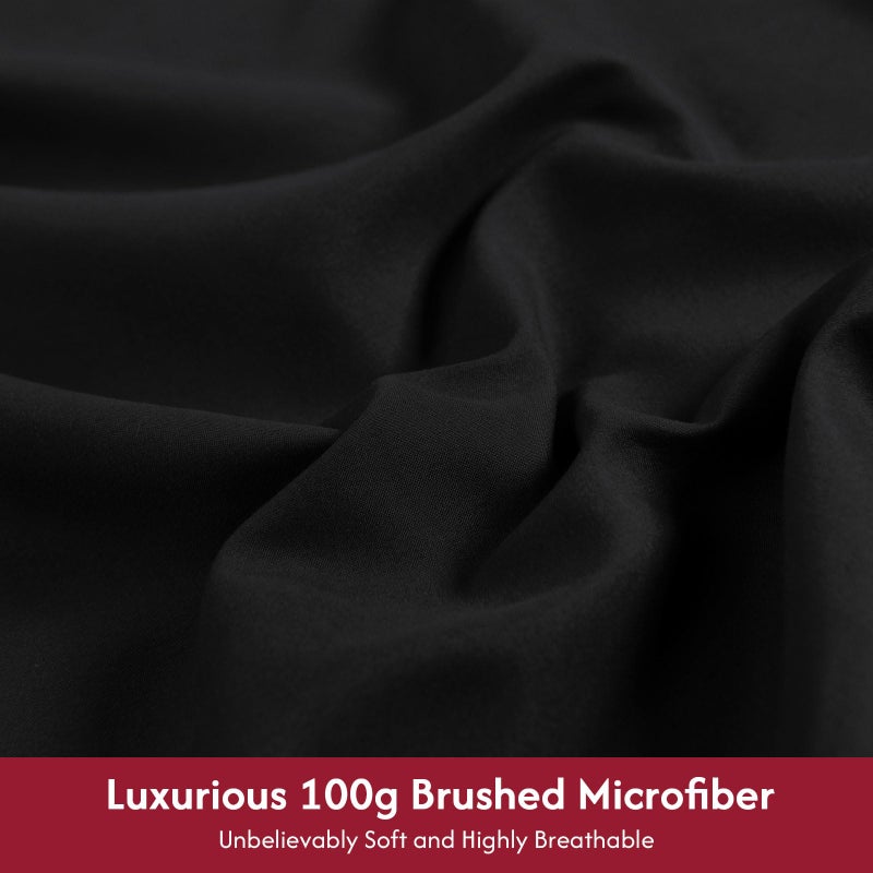 LONAVA Queen Size Sheet Set - 6 Piece Hotel Luxury Wrinkle-Free Microfiber Sheet, Oeko-TEX Certified, Breathable & Elastic, 16" Deep Pockets, Very Black - Image 2