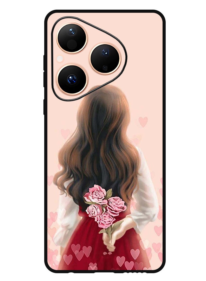 Theodor Case Compatible with Huawei Pura 80 6.6 Inch Protection Shockproof Bumper Cover Girl Hiding Flowers - Image 1