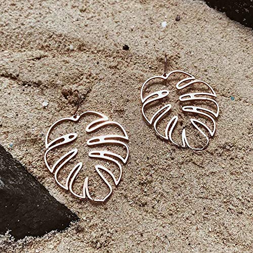 Doubnine Palm Leaf Earrings Large Monstera Line Dangle Earrings Bohemian Summer Festvial Jewelry for Women (silver) - Image 5