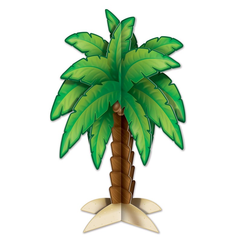 Beistle, Green/Brown/Tan 54713 3-D Palm Tree Centerpiece, 11.75"