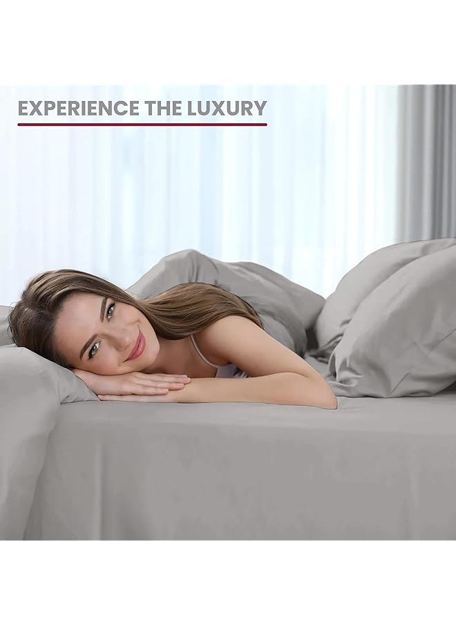 Lux Decor Collection - King Bed Sheets Set King Sheets Brushed Microfiber 1800 Thread Count Bedding Wrinkle Stain Fade Resistant Deep Pocket King Size Sheets Set 6 Pc King Plain Grey - Image 1