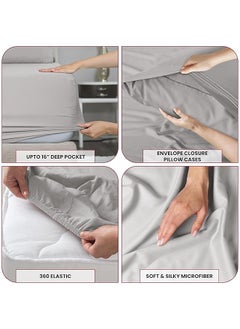 Lux Decor Collection King Bed Sheets Set King Sheets Brushed Microfiber 1800 Thread Count Bedding Wrinkle Stain Fade Resistant Deep Pocket King Size Sheets Set 6 Pc King Plain Grey  - Image 5