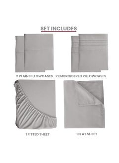 Lux Decor Collection King Bed Sheets Set King Sheets Brushed Microfiber 1800 Thread Count Bedding Wrinkle Stain Fade Resistant Deep Pocket King Size Sheets Set 6 Pc King Plain Grey  - Image 3