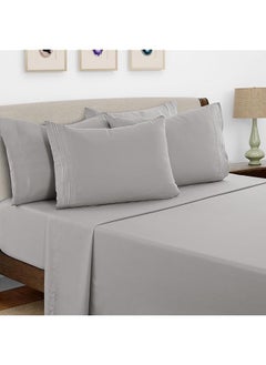 Lux Decor Collection King Bed Sheets Set King Sheets Brushed Microfiber 1800 Thread Count Bedding Wrinkle Stain Fade Resistant Deep Pocket King Size Sheets Set 6 Pc King Plain Grey  - Image 4