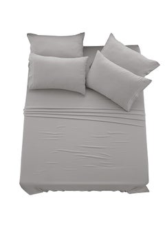 Lux Decor Collection King Bed Sheets Set King Sheets Brushed Microfiber 1800 Thread Count Bedding Wrinkle Stain Fade Resistant Deep Pocket King Size Sheets Set 6 Pc King Plain Grey  - Image 1