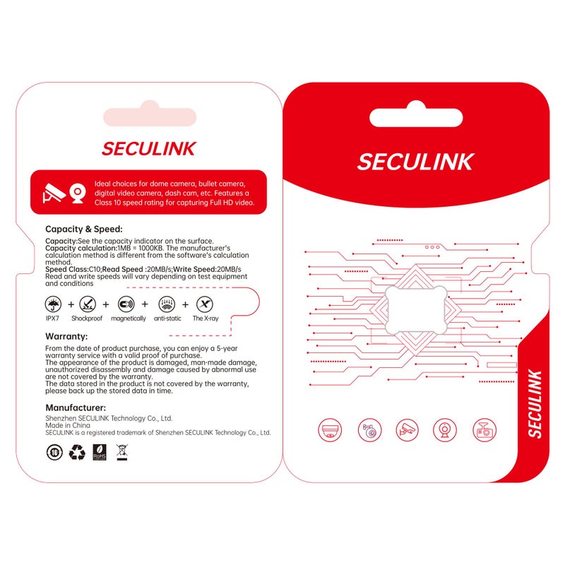 SECULINK 128GB TF Memory Card FAT32 Format Class 10 High Speed Reading/Writing 24/7 Recording for Security Camera Dash Cam and More - Image 5