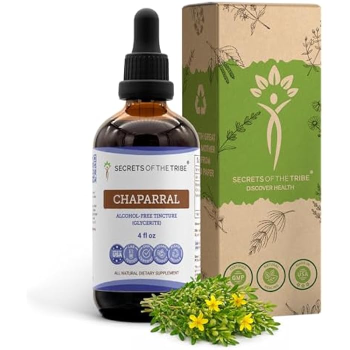 Secrets of the Tribe Chaparral Alcohol-Free Liquid Extract, Chaparral (Larrea tridentata) Dried Leaf and Flower Tincture Supplement (4 FL OZ) - Image 1