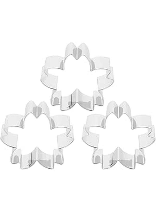 Stainless Steel Cherry Blossom Cookie Cutters 3pcs Reusable Baking Molds - Image 1