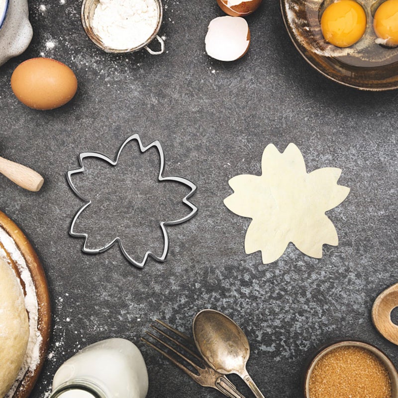 Stainless Steel Cherry Blossom Cookie Cutters 3pcs Reusable Baking Molds - Image 3