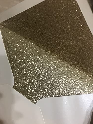 Lucky Star 25 PCS A7 Pearlescent Light Gold Glitter Envelope,5.35 x 7.7 inches,Perfect for 5x7 Wedding Invitation Cards,Greeting Invite (Pearl ivory+Light Gold glitter) - Image 5
