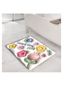 KASTWAVE 3D Bath Floral Rugs Mat, Non-Slip Quick Dry Soft Diatomaceous Mud Floor Mat, Cute Water Absorbing Floor Mat for Bathroom Shower Sink Bathtub 31.5"×19.6"  - Image 1