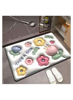 KASTWAVE 3D Bath Floral Rugs Mat, Non-Slip Quick Dry Soft Diatomaceous Mud Floor Mat, Cute Water Absorbing Floor Mat for Bathroom Shower Sink Bathtub 31.5"×19.6"  - Image 2