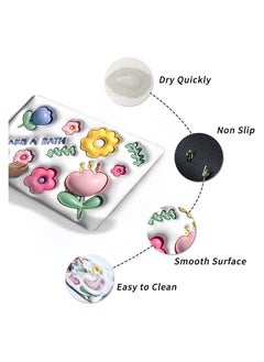 KASTWAVE 3D Bath Floral Rugs Mat, Non-Slip Quick Dry Soft Diatomaceous Mud Floor Mat, Cute Water Absorbing Floor Mat for Bathroom Shower Sink Bathtub 31.5"×19.6"  - Image 4