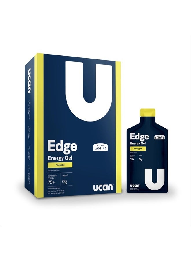 UCAN Edge Energy Gel Shots, Pineapple (12, 2 Ounce Packets) for Running, Training, Workouts, Fitness, Cycling, Crossfit | Sugar-Free, Vegan, & Keto Friendly Energy Supplement - Image 1