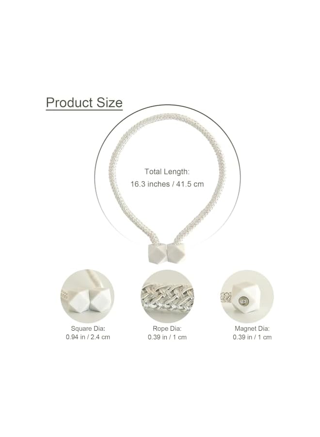 The Bros Curtain Ties Tiebacks White Magnetic Tie Backs for Curtains Holders Holdbacks Magnet Outdoor Drapes Hooks Clips Wall Nursery Bedroom Office Decorative Drapery 6 Pack - Image 2