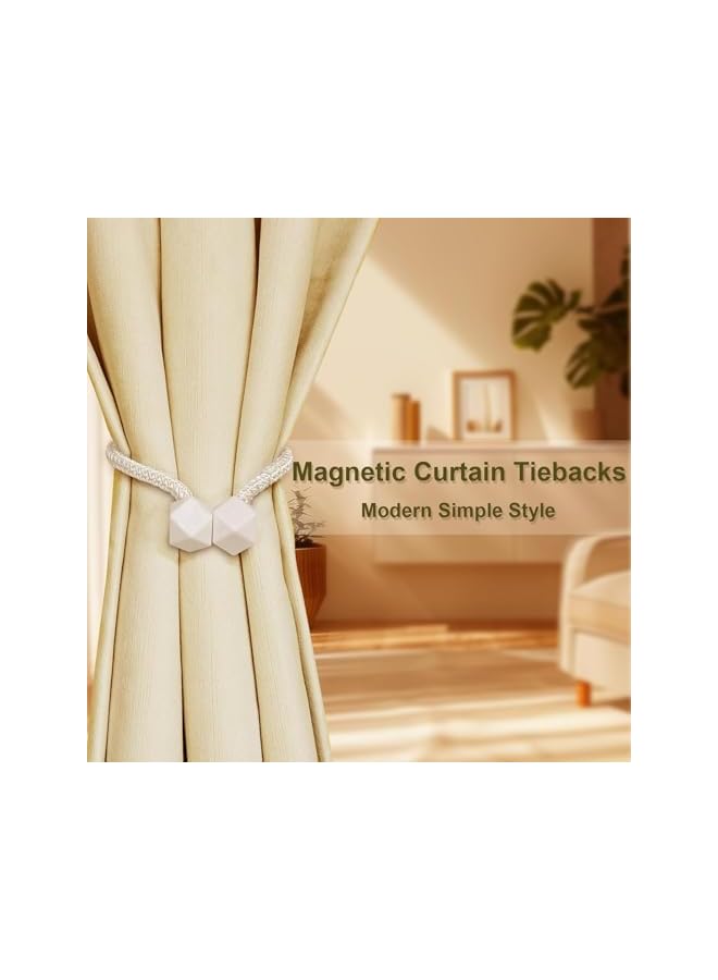 The Bros Curtain Ties Tiebacks White Magnetic Tie Backs for Curtains Holders Holdbacks Magnet Outdoor Drapes Hooks Clips Wall Nursery Bedroom Office Decorative Drapery 6 Pack - Image 3