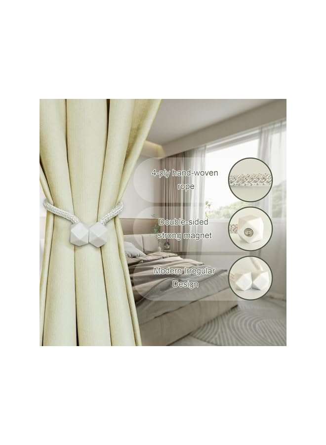 The Bros Curtain Ties Tiebacks White Magnetic Tie Backs for Curtains Holders Holdbacks Magnet Outdoor Drapes Hooks Clips Wall Nursery Bedroom Office Decorative Drapery 6 Pack - Image 4