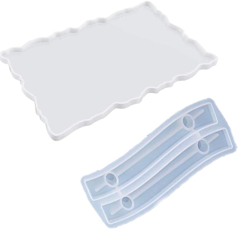 SNOOGG Resin Mold, Resin Art Materials Kit, 9x12 inch Uneven Rectangular Tray Mould with or Without Handel (Tray with Handel) - Image 2