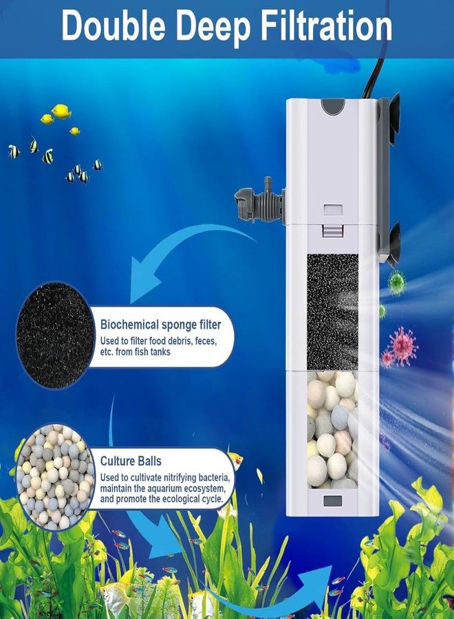 VAYINATO 4-in-1 Aquarium Internal Filter With Colour Ceramic Bio Media | Multi-Functional Filtration & Oxygenation System with Sponge & Ceramic Beads | Water Flow Control (XQP-500F | 500L/Hr | 5Watts) - Image 4