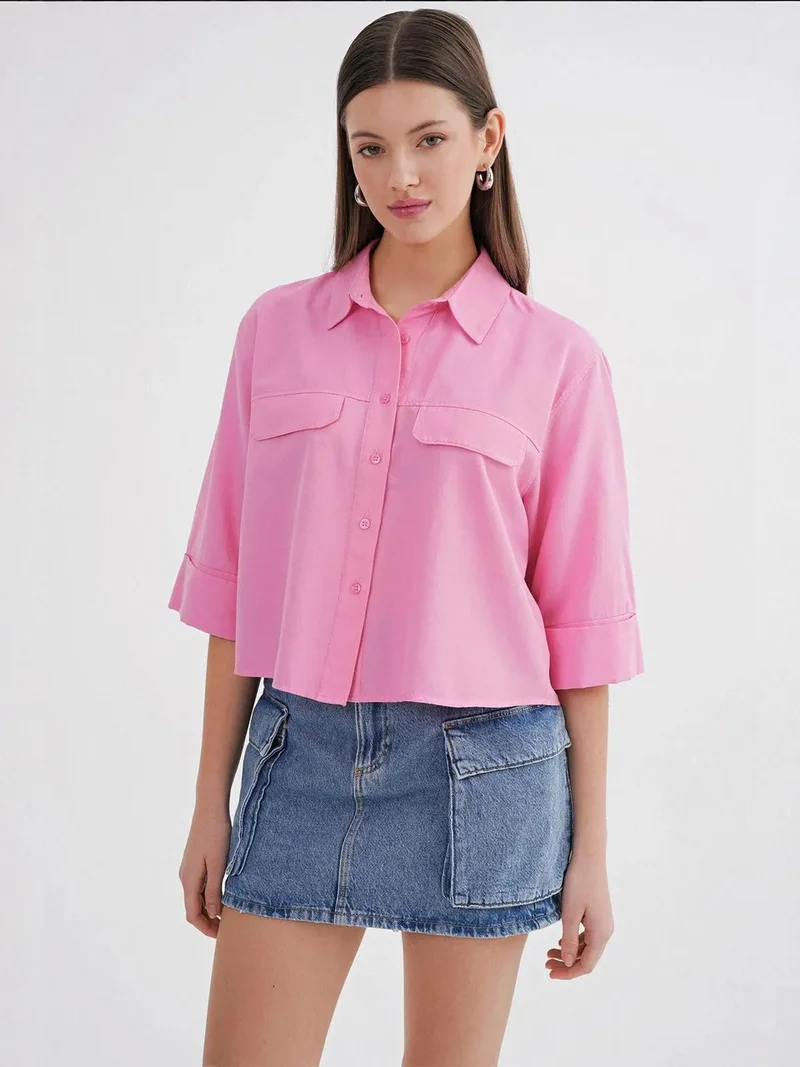 MixRay Mixray Short Sleeve Crop Poplin Shirt