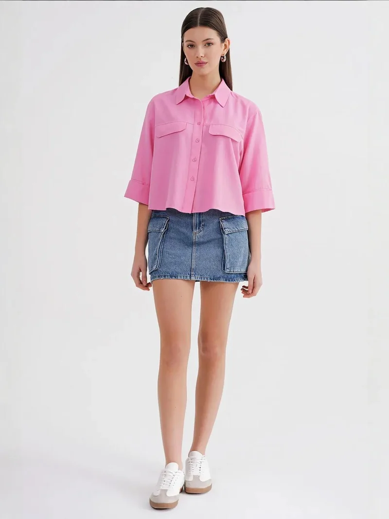 MixRay Mixray Short Sleeve Crop Poplin Shirt
