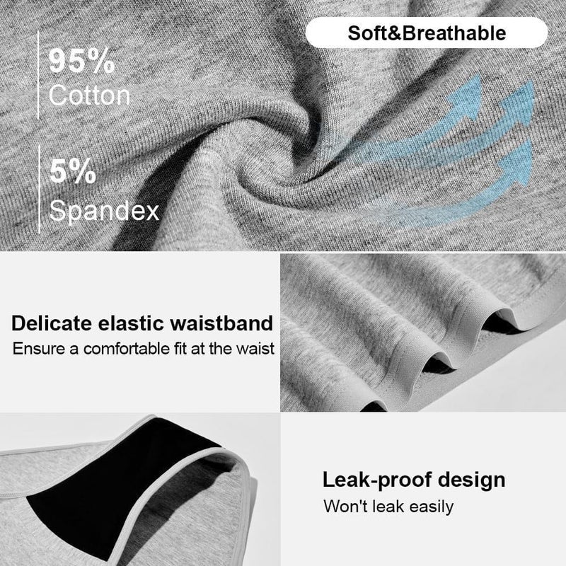 BATTEWA Womens Leak Proof Underwear Light Incontinence Bikini Panties Reusable Odor Control Protective Briefs for Ladies Teens 40ml (Multicolor, L, 5 Pack) - Image 3