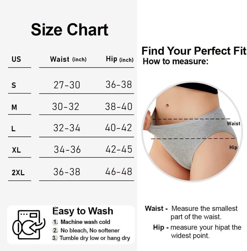 BATTEWA Womens Leak Proof Underwear Light Incontinence Bikini Panties Reusable Odor Control Protective Briefs for Ladies Teens 40ml (Multicolor, L, 5 Pack) - Image 4