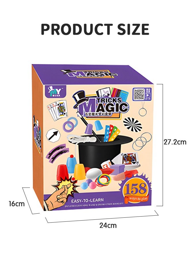GROIC - Deluxe Magic Kit Set, 158 Magic Tricks for Kids Magic Set with Mystical Magic Cards Magic Wand and More, Pretend Magician Dress Up Toys, Role Playing Sets, STEM Project Toys - Image 1