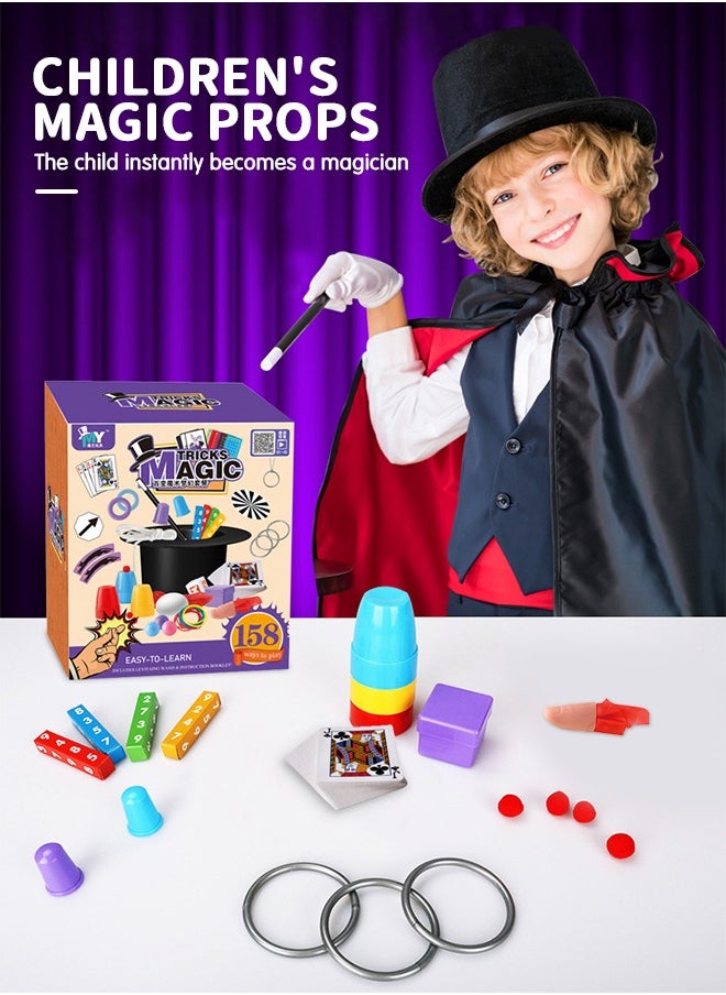 GROIC - Deluxe Magic Kit Set, 158 Magic Tricks for Kids Magic Set with Mystical Magic Cards Magic Wand and More, Pretend Magician Dress Up Toys, Role Playing Sets, STEM Project Toys - Image 1