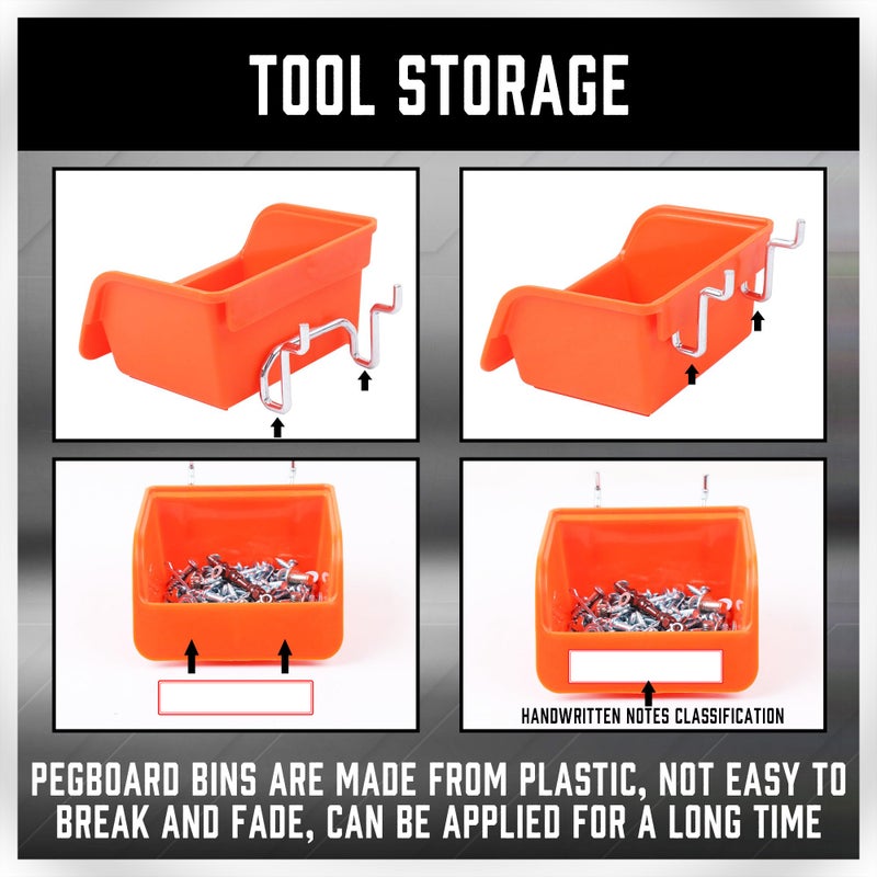 HORUSDY 150 PCS Pegboard Hooks Assortment Kit â€“ 15 Types Heavy Duty Pegboard Accessories with Bins â€“ Fits 1/8 & 1/4 Inch Pegboard Metal Hooks for Garage, Workshop, and Tool Organization - Image 4