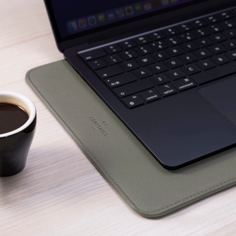 Comfyable Laptop Sleeve 13 Inch Precisely Compatible with MacBook Pro M2 2022 M1 2020-2016 & Mac Air M3 2024 M2 2022 M1 2020, Not Fit Old Versioned MBA/MBP, Faux Leather Cover Case, Khaki Green - Image 4