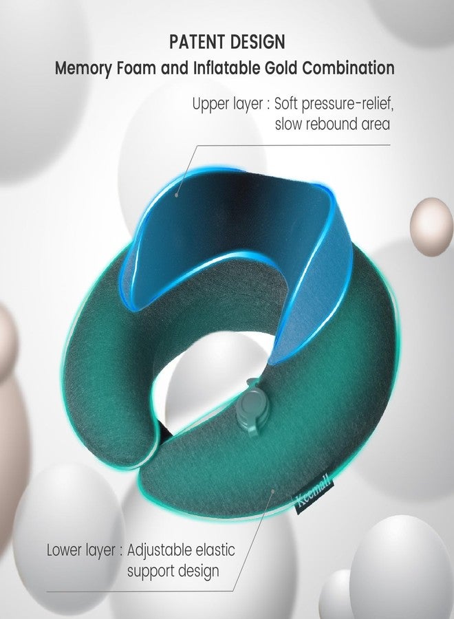 Keemall Inflatable Neck Pillow, Premium Travel Neck Pillow for Airplane Headrest Sleep - 3rd Generation, Double Comfort Plane Pillow for Long Flight - Image 3