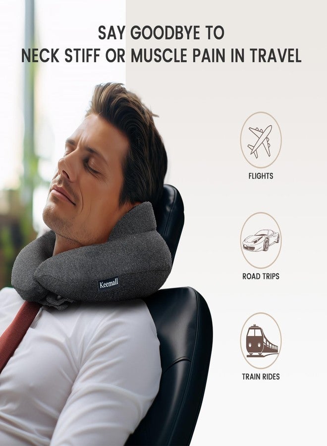 Keemall Inflatable Neck Pillow, Premium Travel Neck Pillow for Airplane Headrest Sleep - 3rd Generation, Double Comfort Plane Pillow for Long Flight - Image 5