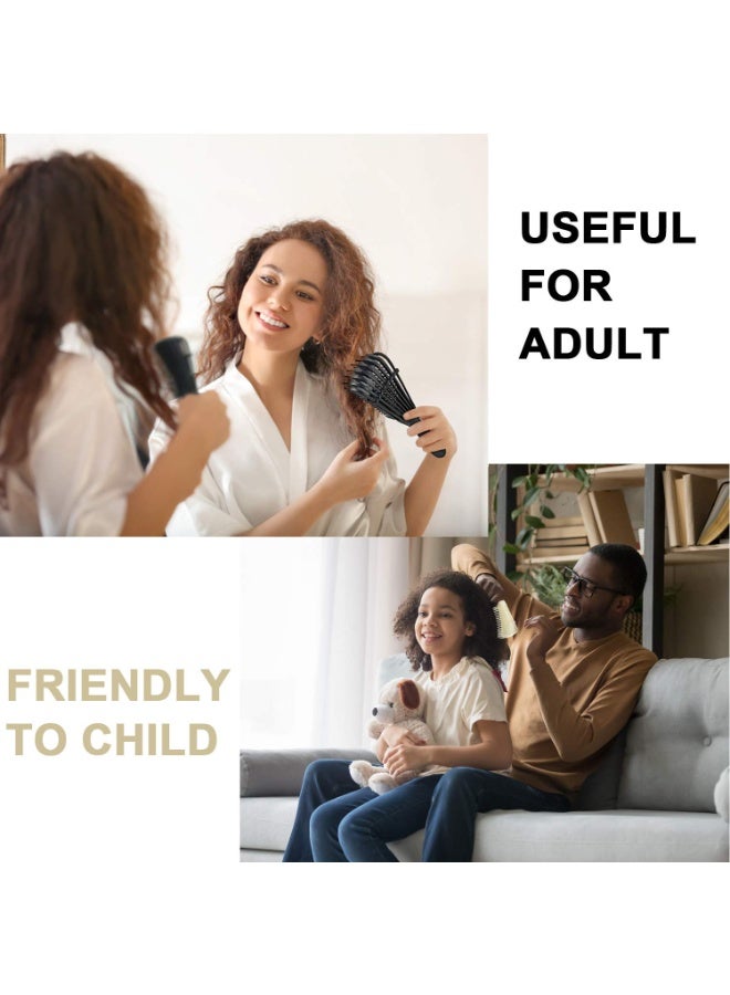 RTYY فرشاة فك تشابك الشعر، 3 قطع، فرشاة فك تشابك طبيعية رطبة للشعر من 3a إلى 4c، مموج/مجعد/متعرج/رطب/جاف/زيتي/كثيف/طويل، فك تشابك العقد، سهلة التنظيف (بيج، وردي، أسود) - Image 4