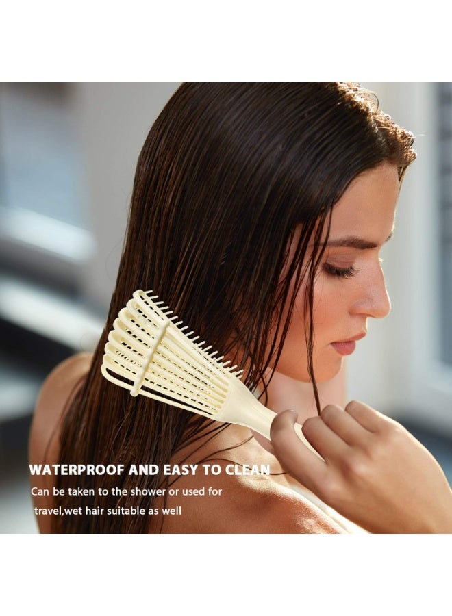 RTYY فرشاة فك تشابك الشعر، 3 قطع، فرشاة فك تشابك طبيعية رطبة للشعر من 3a إلى 4c، مموج/مجعد/متعرج/رطب/جاف/زيتي/كثيف/طويل، فك تشابك العقد، سهلة التنظيف (بيج، وردي، أسود) - Image 5