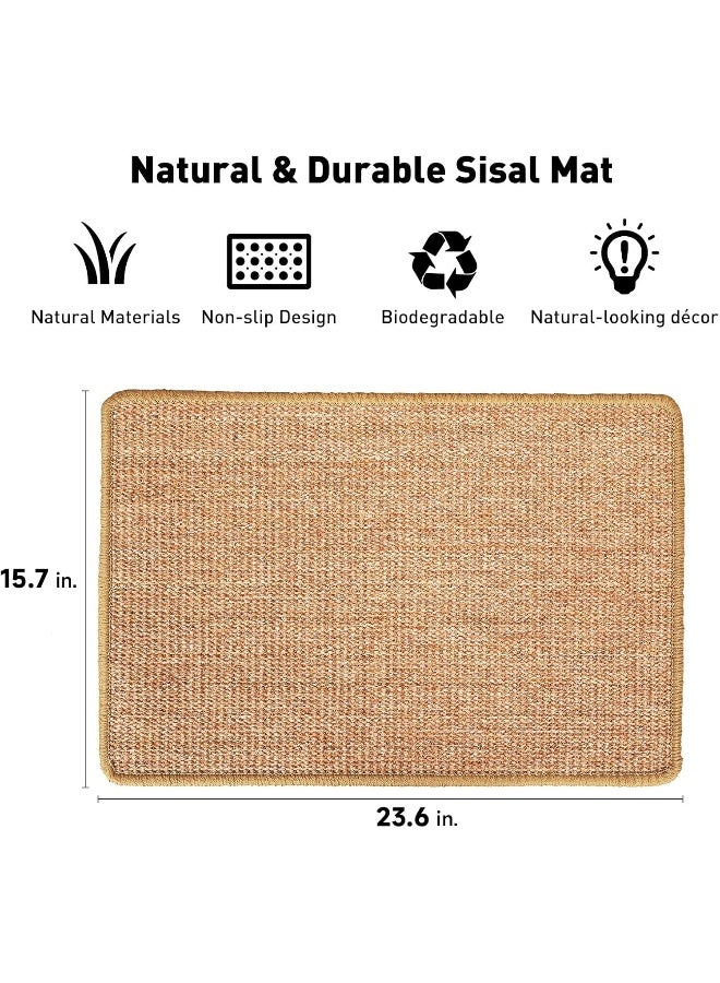 Mumoo Bear Cat Scratching Mat, 60x40 cm Natural Sisal Cat Scratch Mat, Horizontal Cat Floor Scratching Board, Protect Furniture and Sofas - Image 2
