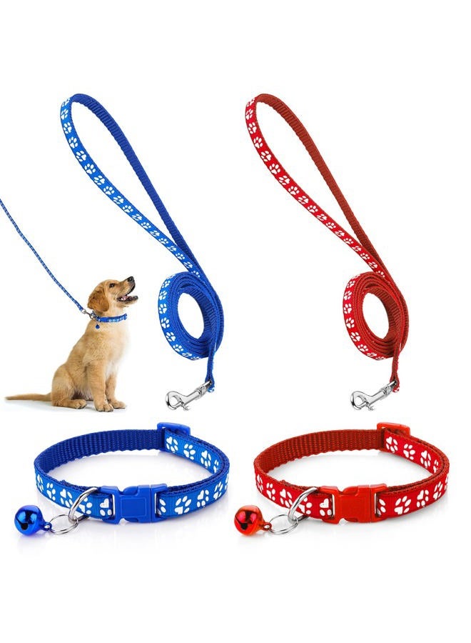 Molain Dog Puppy Pet Cat Kitten Collar and Leash Set, Adjustable Pet Dog Car Collar with Leash, Durable Training Rope Quick Release Clip Buckle Collar for Small Dog Cat Puppies Kittens - Image 1