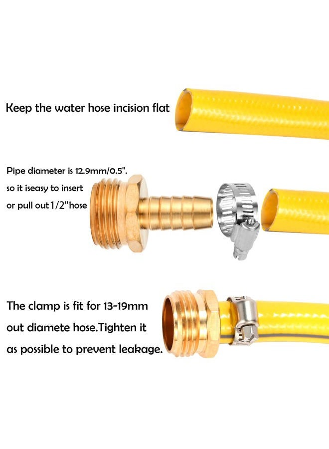 Sanpaint ,Brass Garden Hose Connector Repair Mender Kit with Stainless Clamp,Fits 1/2" Water Hose Fitting,3 Sets(1/2" Barb x 3/4" GHT) - Image 3